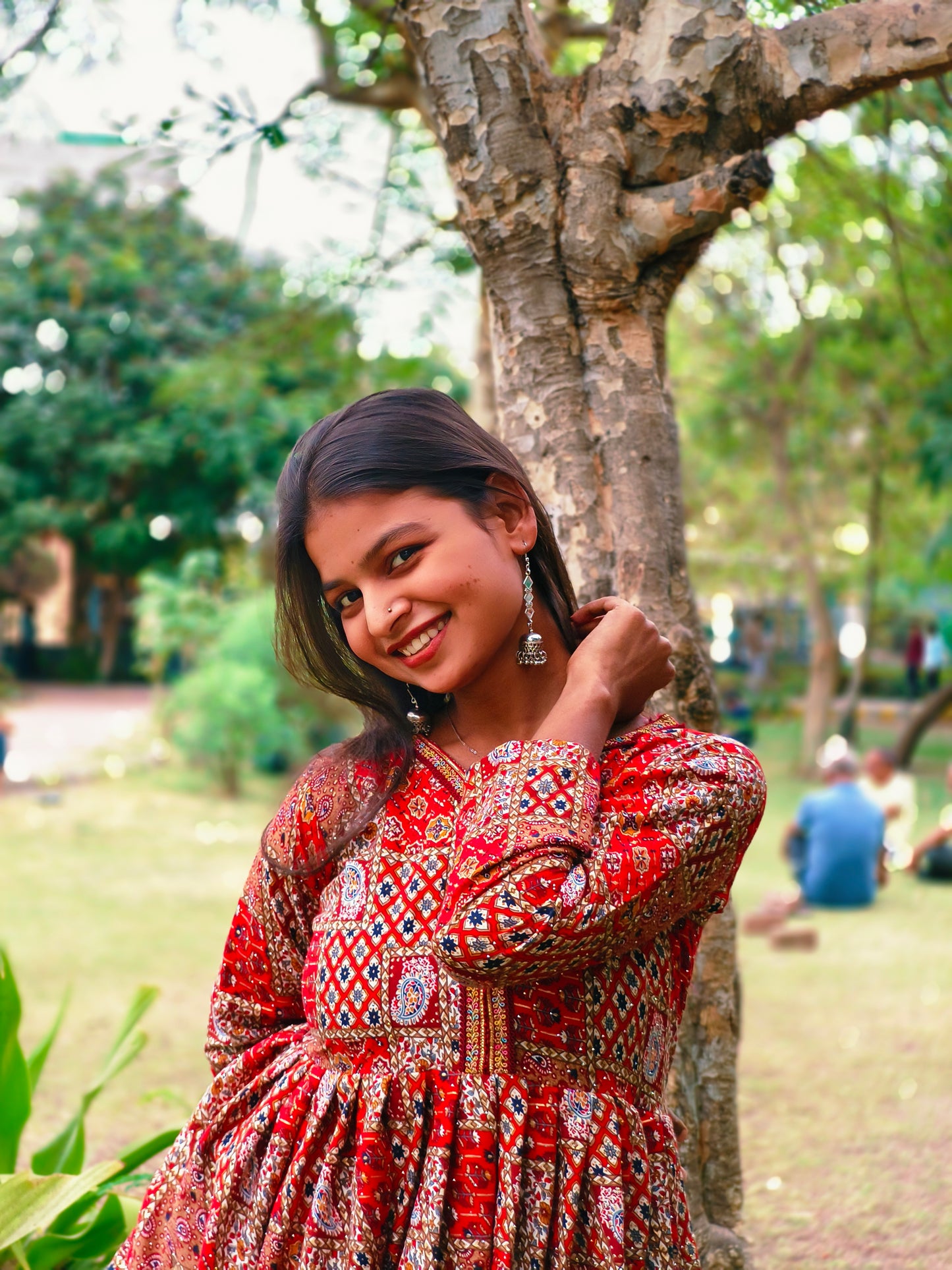 Rangriti Red Bandhani Flare Kurti"