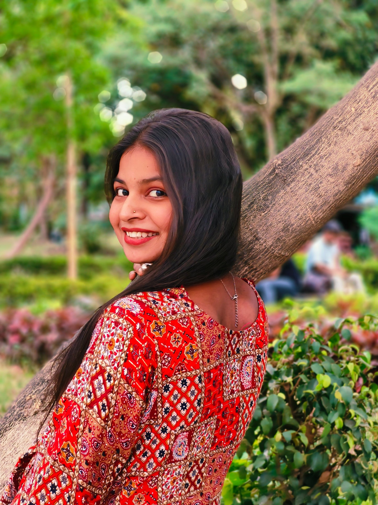 Rangriti Red Bandhani Flare Kurti"