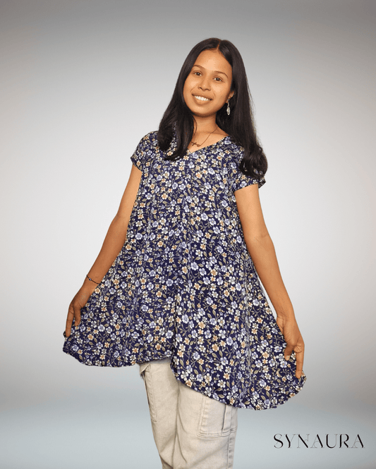 Flowing Floral Print Cotton Tunic for Casual and Everyday Wear