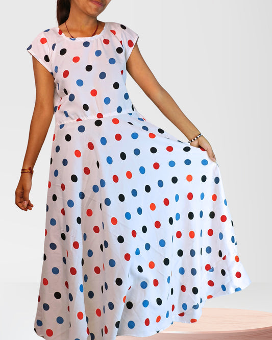 Synaura - Whimsical Polka Dot Flowy Summer Dress