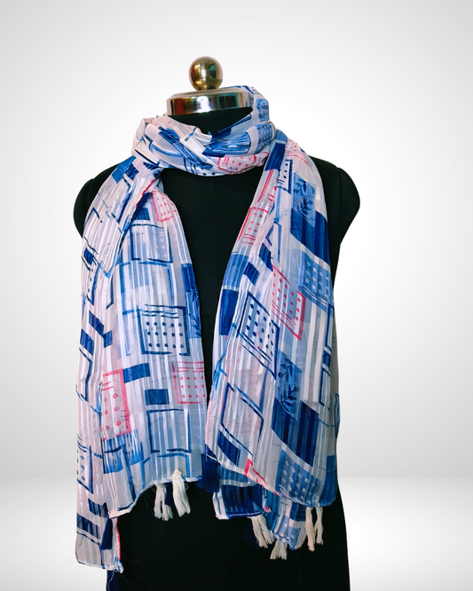 Azure Elegance Satin Dupatta Blue