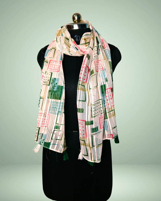 Emerald Essence Satin Dupatta Green